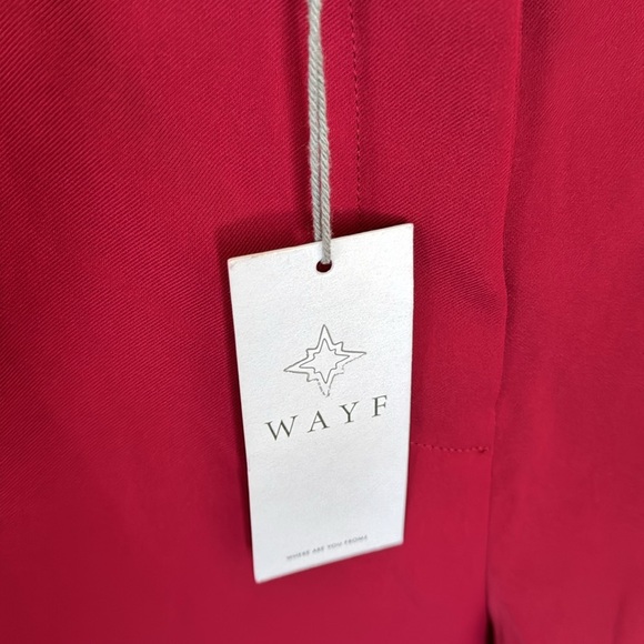 NWT WAYF sz XS scarlet red feather trim pants - Picture 11 of 12